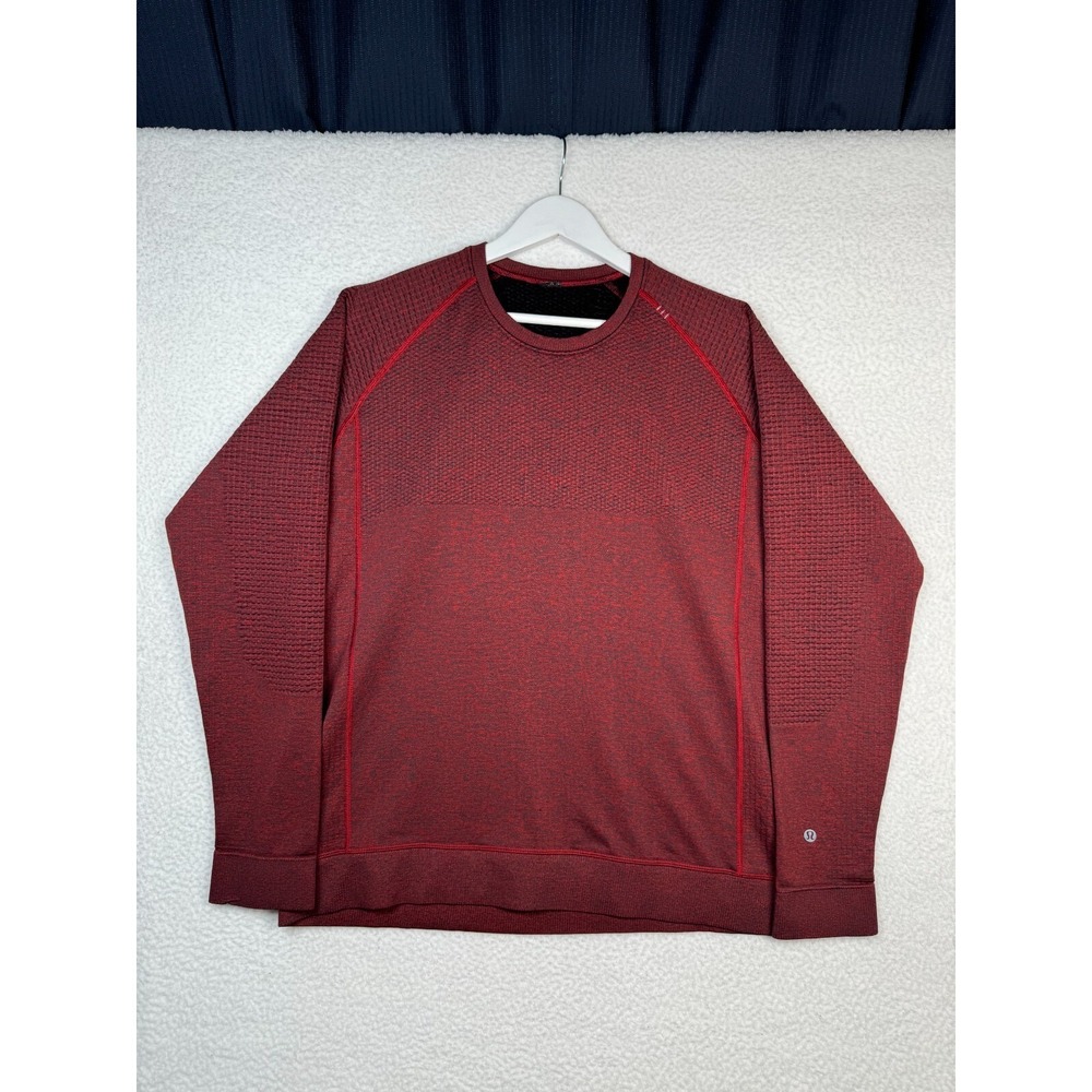 Lululemon Engineered Warmth Shirt Men Burgundy Long Sleeve Crewneck Athletic Tee